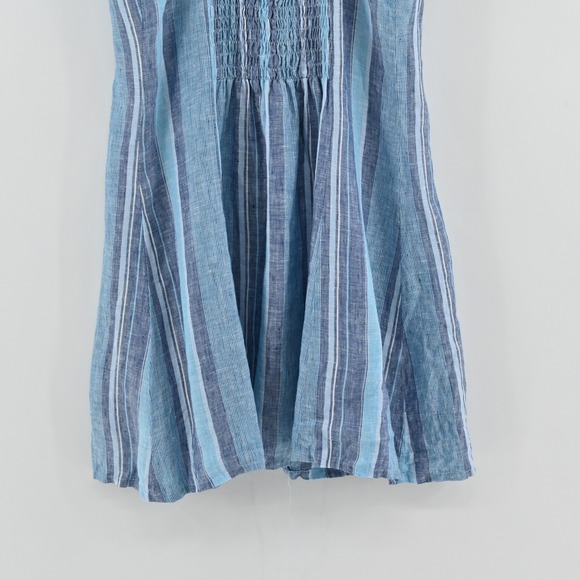 Walker & Wade Striped Linen Mini Dress Womens Size S Blue Coastal Summer Bow - Picture 10 of 11